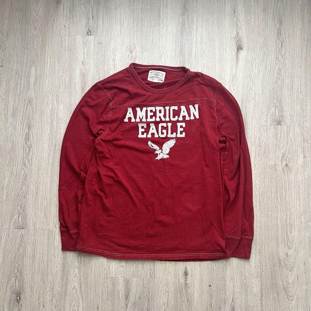 Vintage Y2K Style American Eagle Long Sleeve Tee Shirt Men’s Large Embroidered